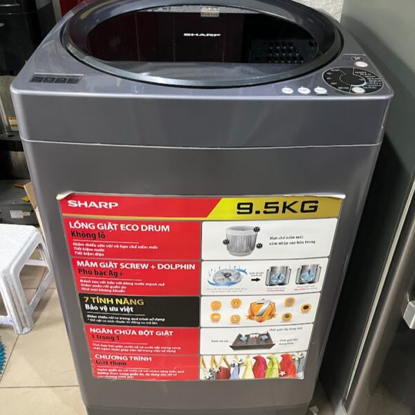 Máy giặt cũ Sharp 9.5 kg ES-U95HV-S mới 95 %